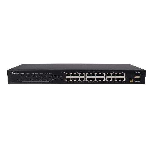 Commutateur Ethernet Layer 2 non gérable 24xGbE (PoE+, 370W) + 2xSFP